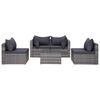 vidaXL Salon de jardin 7 pcs avec coussins r&eacute;sine tress&eacute;e gris