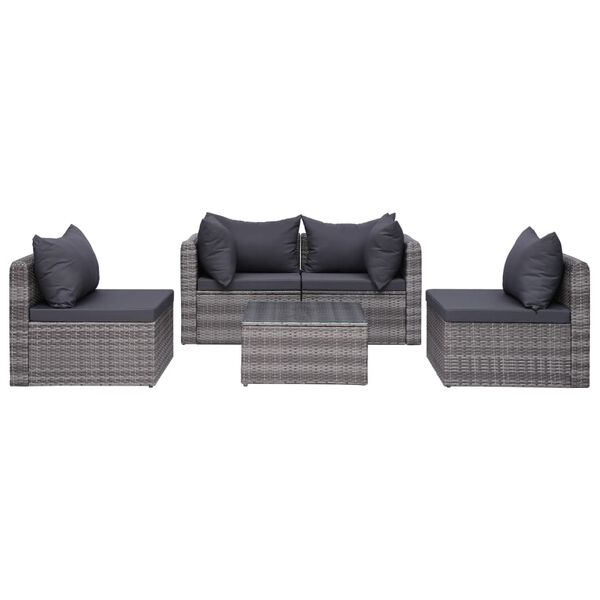 vidaXL Salon de jardin 7 pcs avec coussins r&eacute;sine tress&eacute;e gris