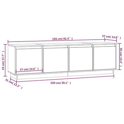 vidaXL Meuble TV Marron miel 156x37x45 cm Bois de pin massif