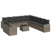 vidaXL Salon de jardin avec coussins 12 pcs gris r&eacute;sine tress&eacute;e