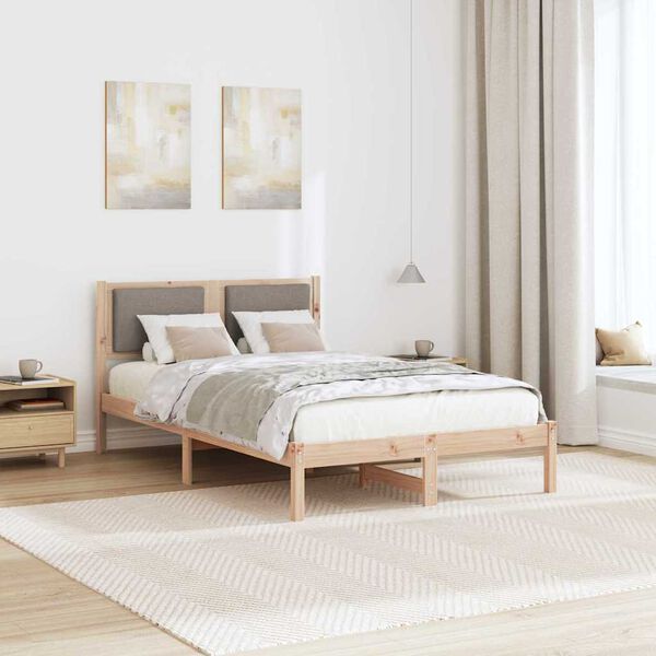 vidaXL Cadre de lit avec t&ecirc;te de lit Taupe 120 x 200 cm Pin massif