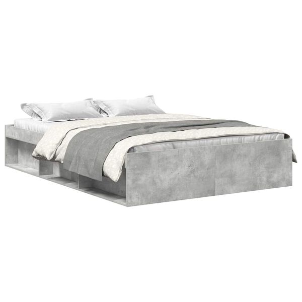 vidaXL Cadre de lit sans matelas gris b&eacute;ton 120x190 cm