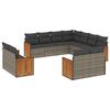 vidaXL Salon de jardin 11 pcs avec coussins gris r&eacute;sine tress&eacute;e