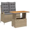 vidaXL Ensemble &agrave; manger de jardin et coussins 2 pcs beige poly rotin