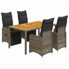 vidaXL Ensemble de bistro de jardin 5 pcs coussins gris poly rotin