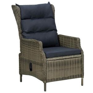 vidaXL Chaise inclinable de jardin avec coussins R&eacute;sine tress&eacute;e Marron