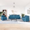 vidaXL Ensemble de canap&eacute;s 3pcs et coussins et traversins bleu velours