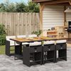 vidaXL Ensemble &agrave; manger de jardin coussins 7pcs Noir R&eacute;sine tress&eacute;e