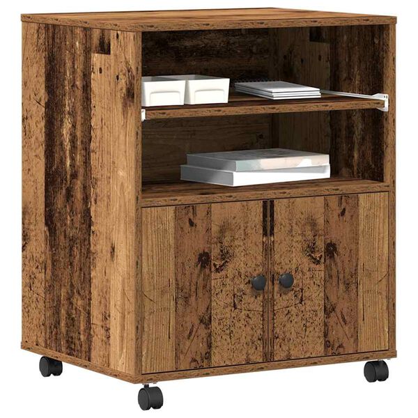 vidaXL Support d'imprimante avec stockage Bois ancien 60 x 48 x 74 cm
