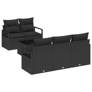vidaXL Ensemble de canap&eacute; de jardin avec coussin 6 pcs Noir polyrotin
