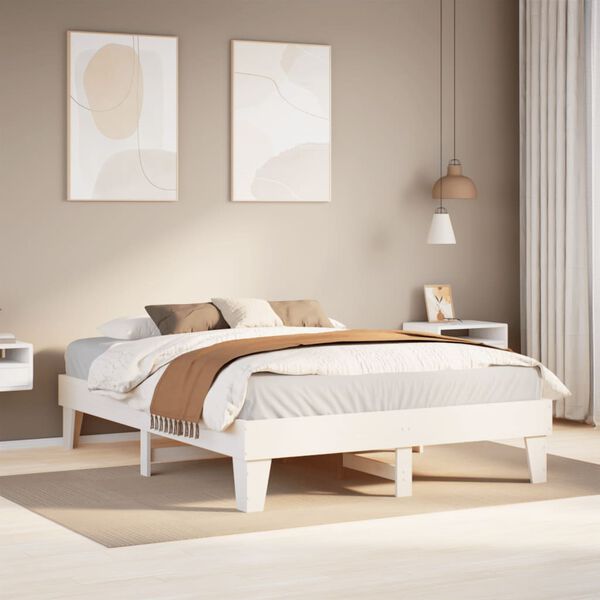 vidaXL Cadre de lit sans matelas blanc 140x190 cm bois de pin massif