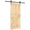 vidaXL Porte coulissante Naturel et noir 90 x 210 cm