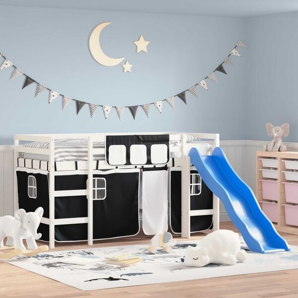 vidaXL Lit mezzanine enfants avec rideaux sans matelas 90x190 cm