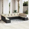 vidaXL Ensemble de canap&eacute; de jardin 10 pcs Noir et Cr&egrave;me Polyrotin