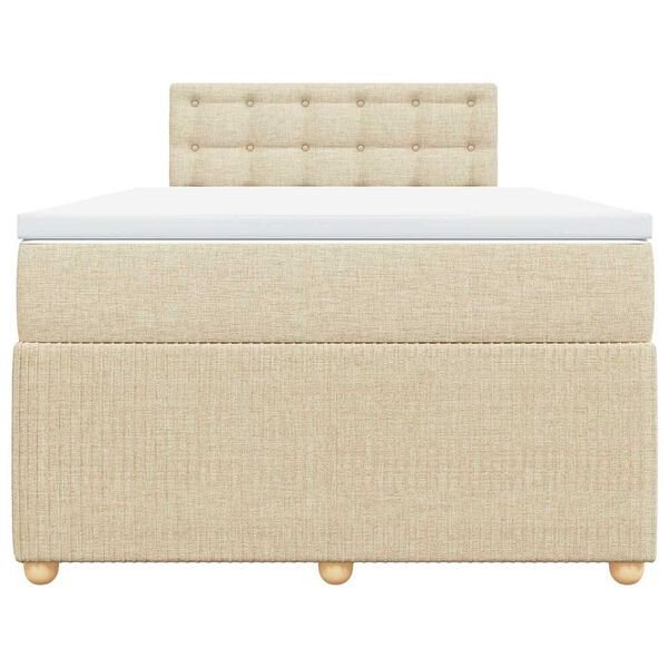 vidaXL Sommier &agrave; lattes de lit avec matelas Cr&egrave;me 120x200 cm Tissu