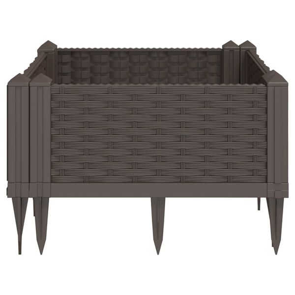 vidaXL Jardini&egrave;re avec piquets marron 42,5x42,5x28,5 cm PP