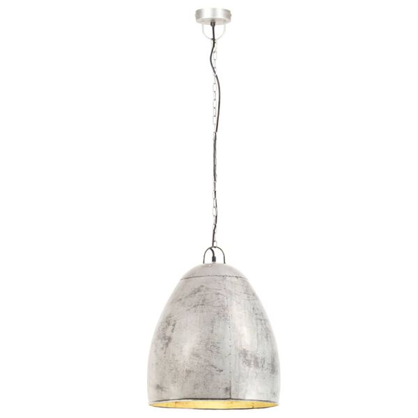 vidaXL Lampe suspendue industrielle 25 W Argent&eacute; Rond 42 cm E27