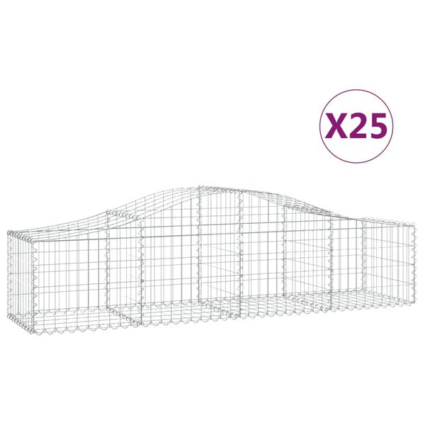 vidaXL Paniers &agrave; gabions arqu&eacute;s 25 pcs 200x50x40/60 cm fer galvanis&eacute;