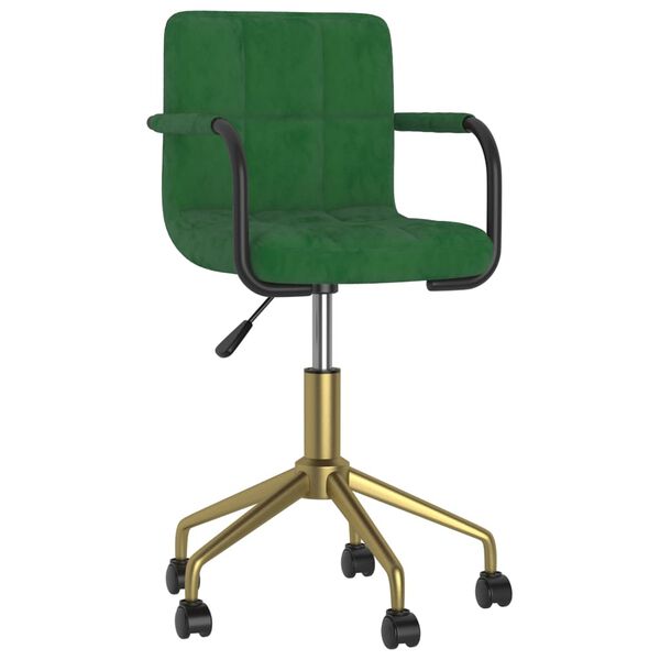 vidaXL Chaise pivotante de salle &agrave; manger Vert fonc&eacute; Velours