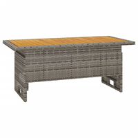 vidaXL Table de jardin gris 100x50x43/63 cm acacia et résine tressée