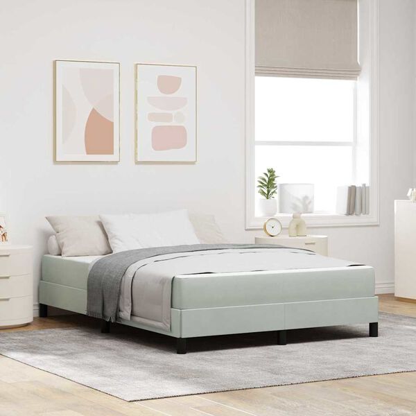 vidaXL Lit &agrave; ressorts avec matelas Gris clair 140 x 200 cm tissu