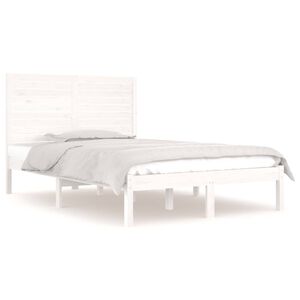 vidaXL Cadre de lit sans matelas blanc 135x190 cm bois massif