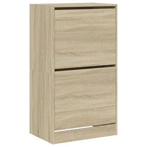 vidaXL Armoire &agrave; chaussures 2 tiroirs rabattables ch&ecirc;ne sonoma