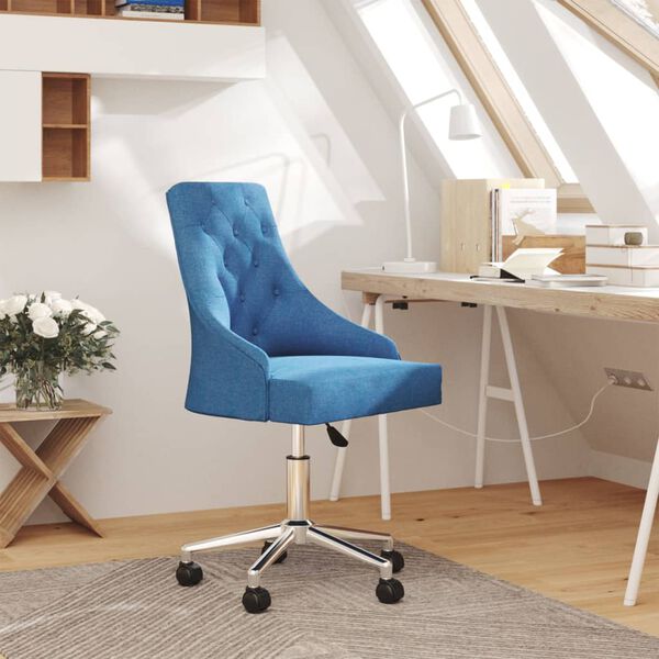 vidaXL Chaise pivotante de salle &agrave; manger Bleu Tissu