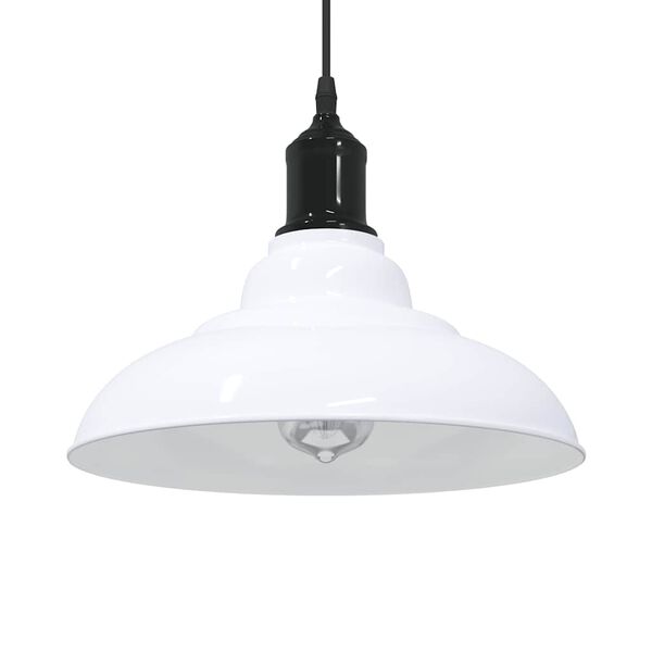 vidaXL Lampe suspendue réglable hauteur E27 blanc brillant Ø31cm métal