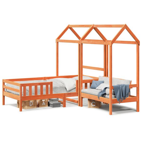 vidaXL Ensemble de lit et de banc avec toit sans matelas 100x200 cm