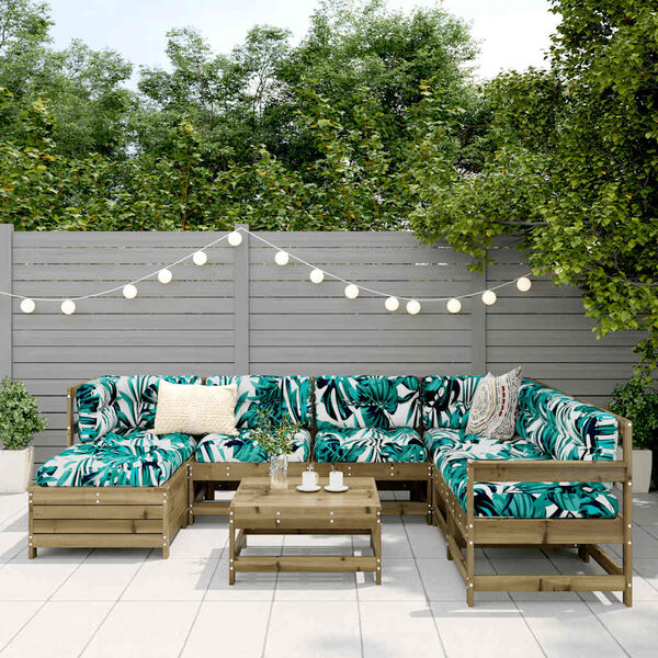vidaXL Salon de jardin 8 pcs bois de pin impr&eacute;gn&eacute;
