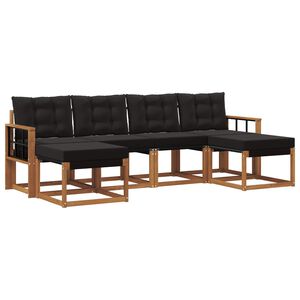 vidaXL Ensemble de canap&eacute;s d'ext&eacute;rieur 6 pc Naturel et Noir