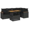 vidaXL Salon de jardin 6 pcs avec coussins noir r&eacute;sine tress&eacute;e acacia