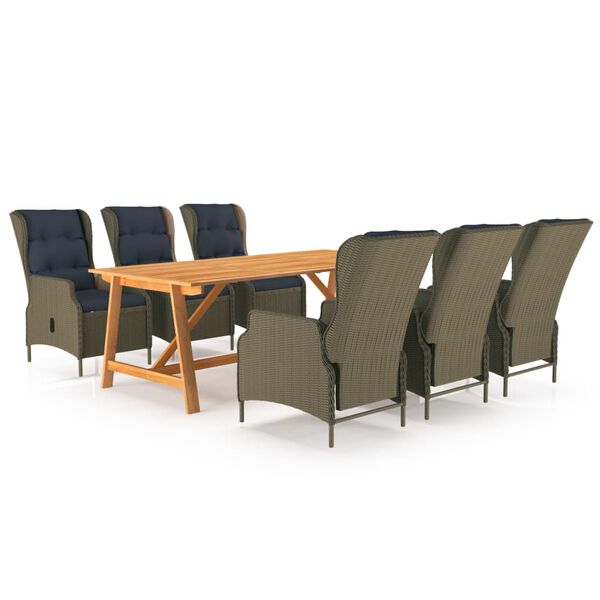 vidaXL Ensemble &agrave; manger de jardin 7 pcs Marron