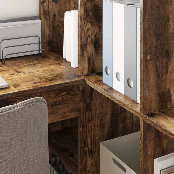 vidaXL Bureau d'angle avec &eacute;tag&egrave;re Ch&ecirc;ne fum&eacute; 101,5 x 149,5 x 149,5 cm