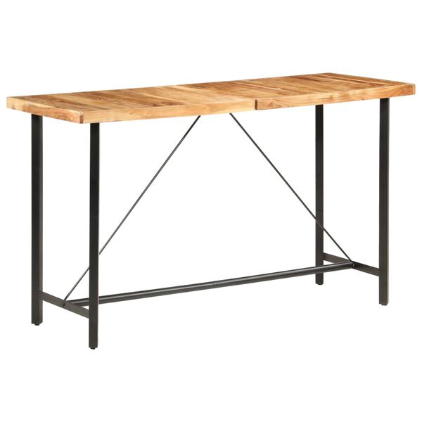 vidaXL Ensemble de bar 9 pcs Bois d'acacia solide et cuir v&eacute;ritable