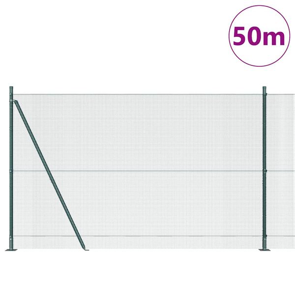 vidaXL Poteau de cl&ocirc;ture. Vert 50 x 1,5 m (maille 12 x 12 mm)