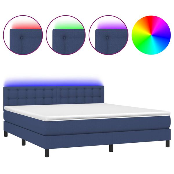 vidaXL Sommier &agrave; lattes de lit avec matelas LED Bleu 180x200 cm Tissu