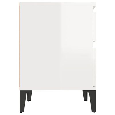 vidaXL Table de chevet Blanc brillant 40x35x50 cm