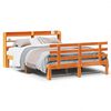 vidaXL Cadre de lit et t&ecirc;te de lit sans matelas cire marron 140x200 cm