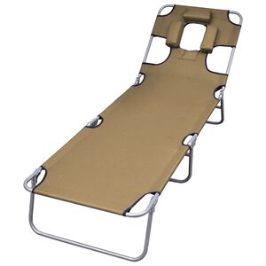 vidaXL Chaise longue pliable et coussin de t&ecirc;te Dossier r&eacute;glable Taupe