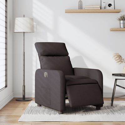 vidaXL Fauteuil inclinable électrique Marron foncé Tissu