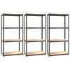 vidaXL &Eacute;tag&egrave;res &agrave; 4 niveaux 3pcs Anthracite Acier et bois d'ing&eacute;nierie