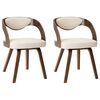 vidaXL Chaises &agrave; manger lot de 2 cr&egrave;me bois courb&eacute; et similicuir
