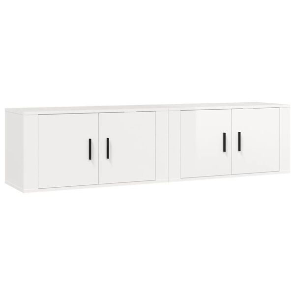 vidaXL Meubles TV muraux 2 pcs blanc brillant 80x34,5x40 cm