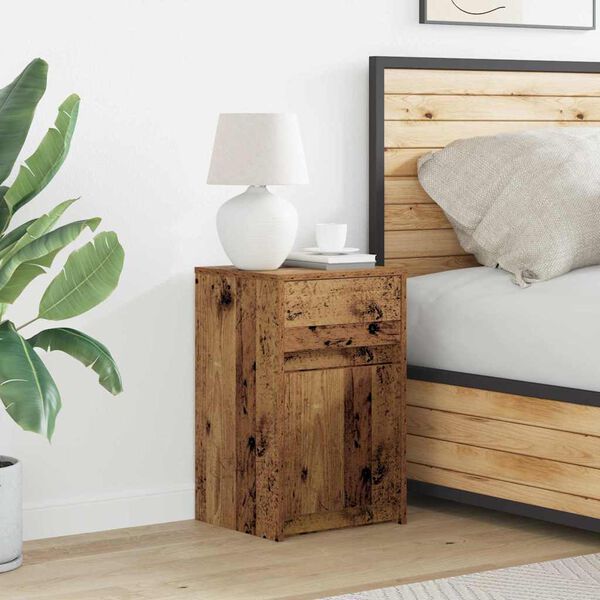 vidaXL Armoire de chevet LED 2 pcs Bois ancien 38 x 34 x 61 cm