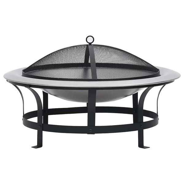 vidaXL Foyer ext&eacute;rieur avec gril en acier inoxydable 76 cm