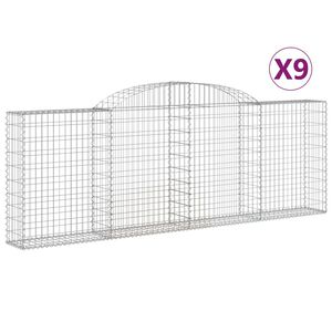 vidaXL Paniers &agrave; gabions arqu&eacute;s 9 pcs 300x30x100/120 cm fer galvanis&eacute;