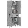 vidaXL Buffet haut Gris b&eacute;ton 69,5x34x180 cm Bois d'ing&eacute;nierie