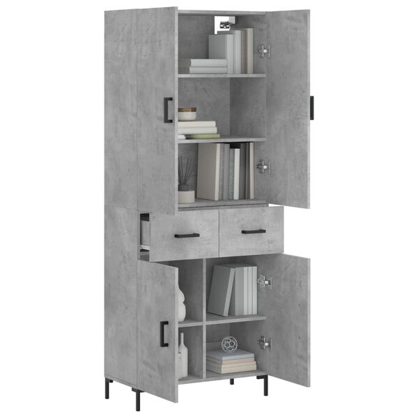 vidaXL Buffet haut Gris b&eacute;ton 69,5x34x180 cm Bois d'ing&eacute;nierie
